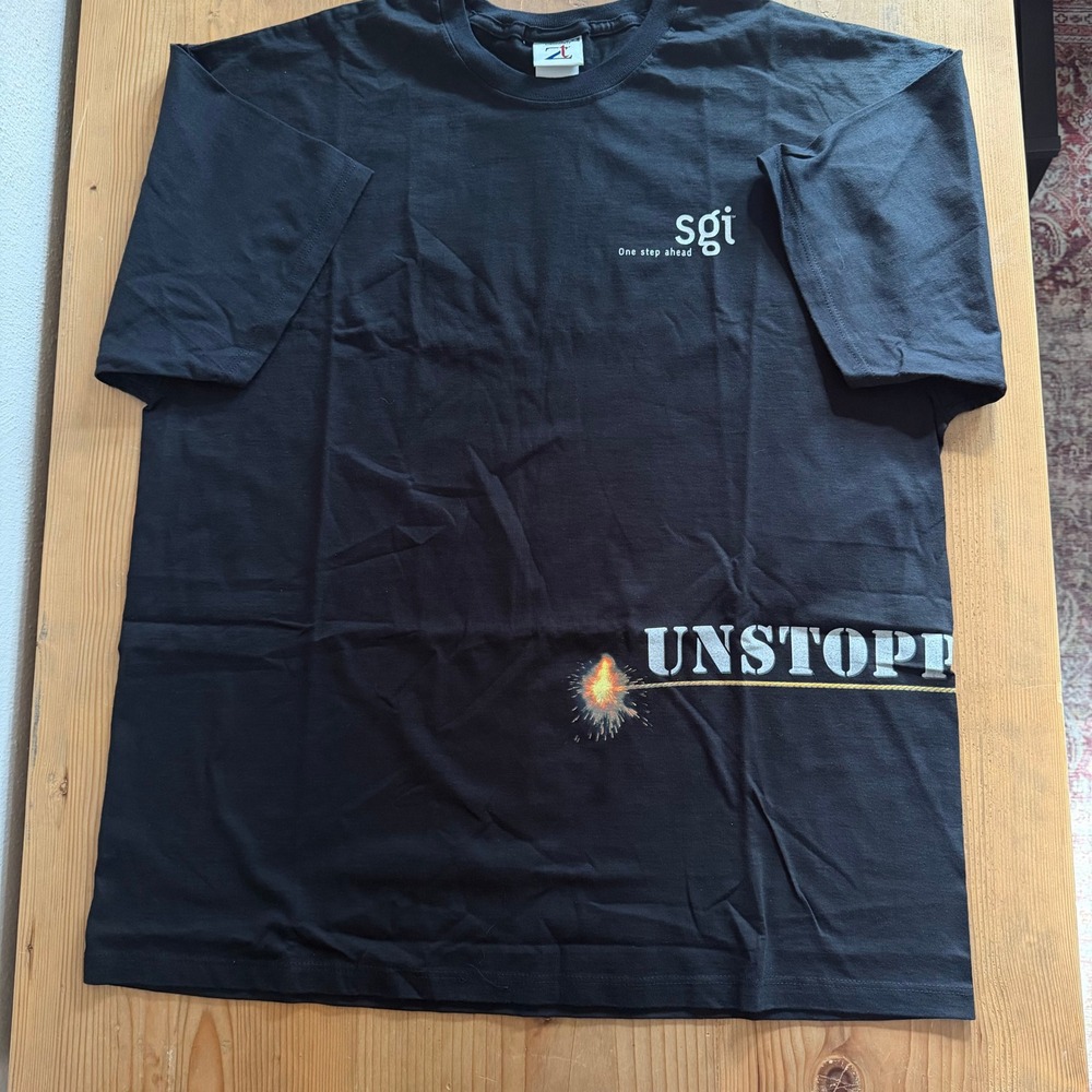 SGI Silicon Graphics Unstoppable Promo T-Shirt Black Mens XL Tech Vintage Style